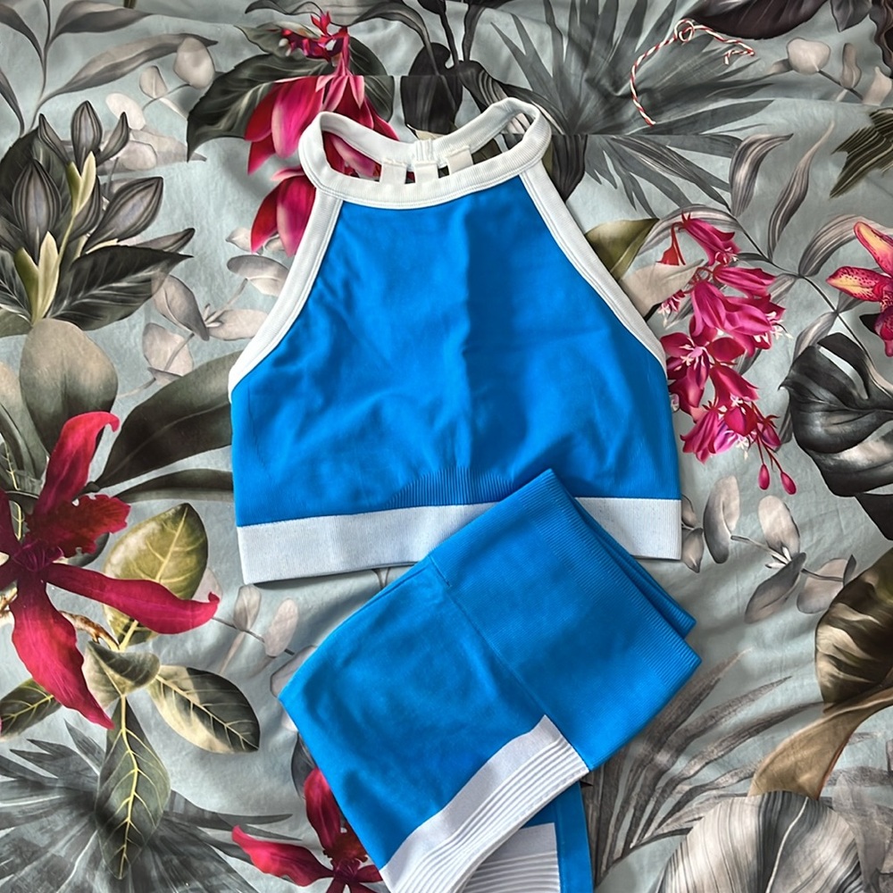 Fabletics Blue and White Athletic Set